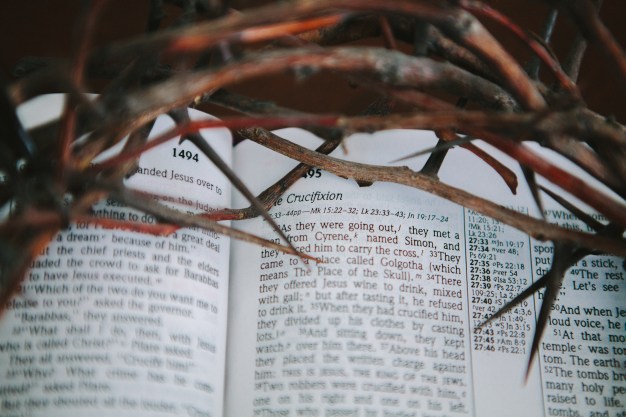 crown of thorns on Bible